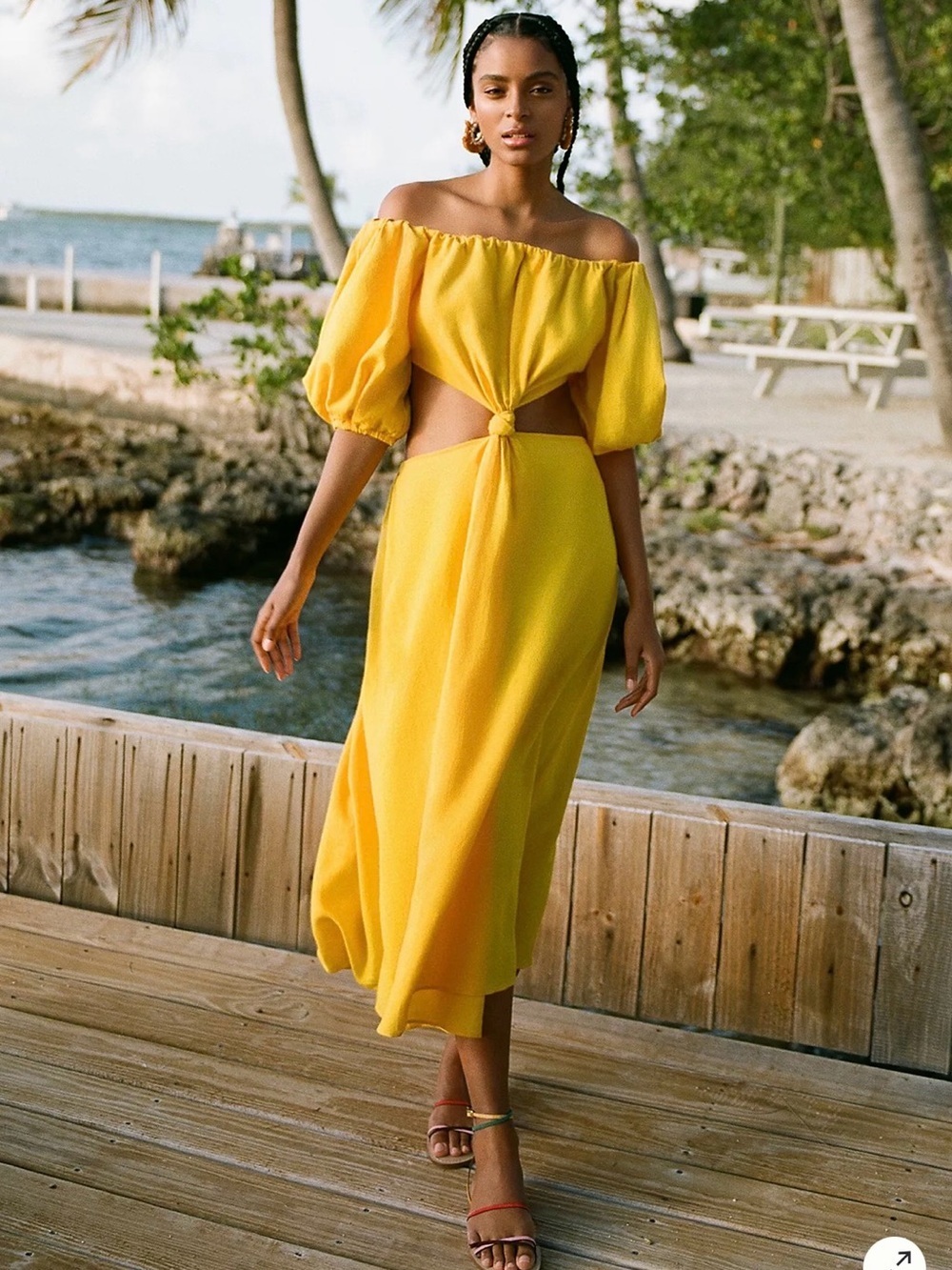 NWT Farm Rio Puff-Sleeve Knotted Maxi Dress ✨🦜 - Picture 3 of 5